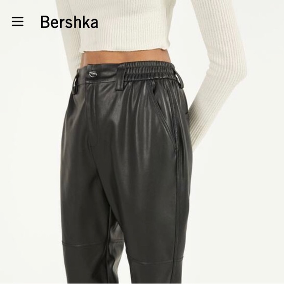 Bershka Faux Leather Jogger Pants - Picture 3 of 11